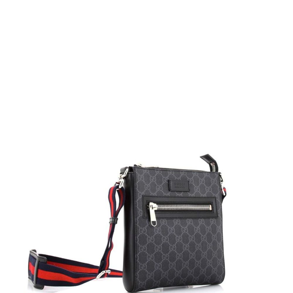 Gucci Web Strap Front Zip Messenger Bag GG Coated Canvas Small Black - Picture 2 of 6